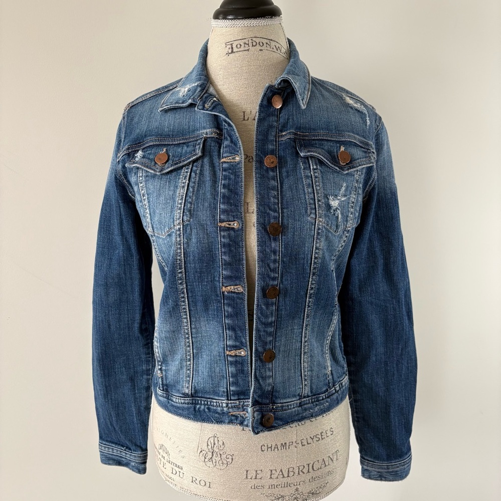 Blue Rain by Francesca’s Distressed Denim Jacket